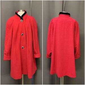Vintage 90s‎ Worthington 60s Style Jackie O Kennedy Red Wool Swing Mob Wife Coat